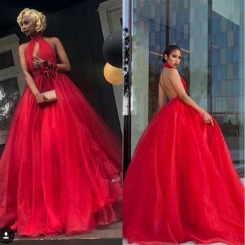SuperKimJo Červené Šaty Ples 2021 Backless Okolo Rukávov Elegantná Línia Prom Šaty Vestido De Fiesta De Boda 2020