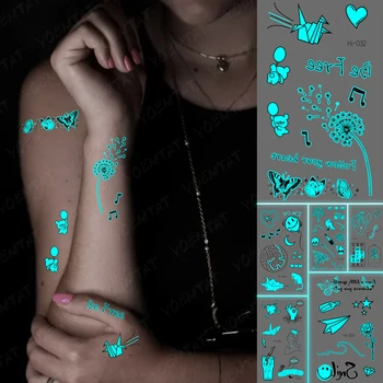 Svetelný Tetovanie Prstov, Zápästí Nepremokavé Dočasné Tetovanie Nálepky Papierový Žeriav Púpava Motýľ Svietiť Tatto Ženy Muži Body Art
