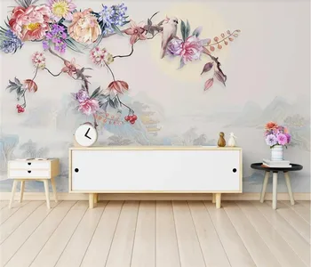 Tapety nástenná maľba magnolia ručne maľované starostlivé kvet, vták, TV joj, stien, dekoratívne maľby, 3d tapety