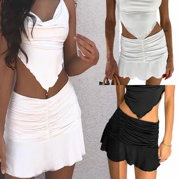Trendy 2021 Y2K Letné plážové oblečenie Biela Čierna 90. rokoch Mini Sukne Márie Trendy Y2K Letné plážové oblečenie Biela Príslušenstvo Brandy Jupe