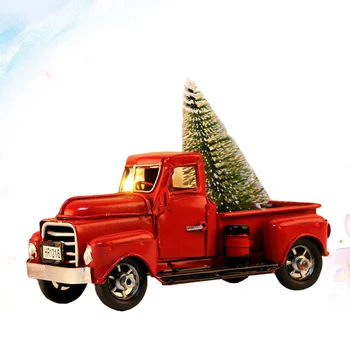 Truck Vianočné Červená Historických Vozidiel Dekor Model Metaltoy Dekorácie Strom Die Cast Dekorácie Retrohandcrafted Figúrka Na Statku