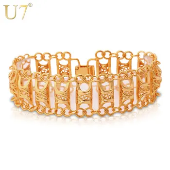 U7 Jedinečný Dizajn Duté Náramok Pre Mužov/Ženy, Zlatá Farba Vintage Veľké Reťazí Náramok Módne Šperky H569