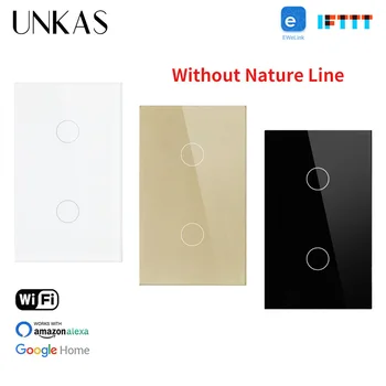 UNKAS 2 Gang Sklenený Panel Smart Wifi, Dotykový vypínač NÁM Štandardné Automatizácie Bezdrôtový Podľa Ewelink APLIKÁCIU Jednotného Fire Line Prepínač