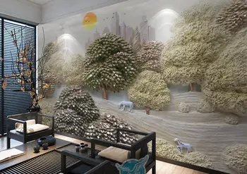 Vlastné 3D Fotografie nástennú maľbu, Tapety Úľavu Krásne scenérie TV Pozadie obývacia izba dekorácie, Tapety Na Steny
