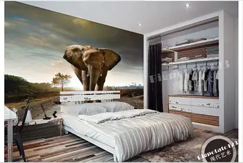 Vlastné foto tapety 3d maľby, tapety Na ceste ako zviera slon TV nastavenie sieťovej lístkov pre obývacej miestnosti dekorácie