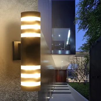 Vonkajšie Nepremokavé E27 LED Nástenné svietidlo Veranda Svetla Hore a Dole Dual-Head Hliníkové Nástenné Svietidlo pre Záhradné Dvore, Chodby, Balkón
