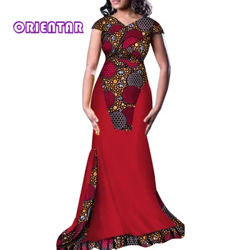 XL Veľkosti Na Sklade Afriky Šaty pre Ženy tvaru Dlhé Maxi Šaty Africkej Tlače Bavlnené Oblečenie Večerné Šaty WY3442-XH