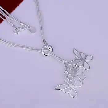 XLN043 Veľkoobchod Strieborné Pozlátené Náhrdelníky Pre Ženy výrobnú Cenu Módne Šperky Triple Motýľ Náhrdelník