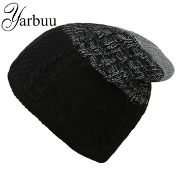 [YARBUU] Pletené klobúk kvalitné hlavy čiapky, zimné čiapky pre mužov lyžovanie udržať v teple ochrana klobúky nové módne Farby blok čiapky