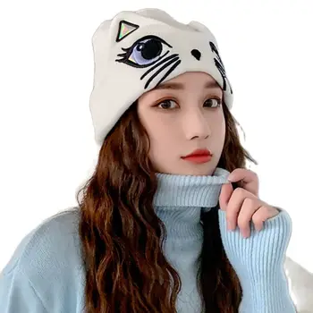 Zimné Čiapky Klobúk Pre WomenSweet Cute Cat Vlna Spp Žena kórejská verzia Japonský bežné wild hrubé teplé pletené klobúk študent